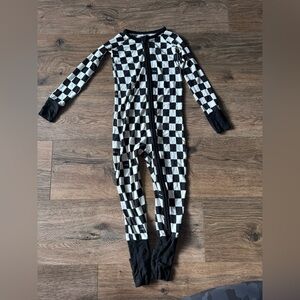 Little Sleepies Black and White Checkered  Zipper Pajamas 3T